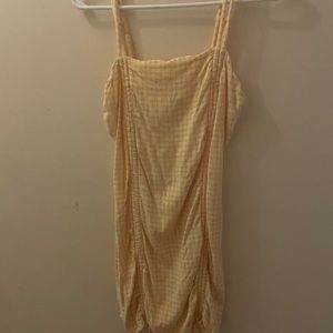 Pink and yellow checkered dress